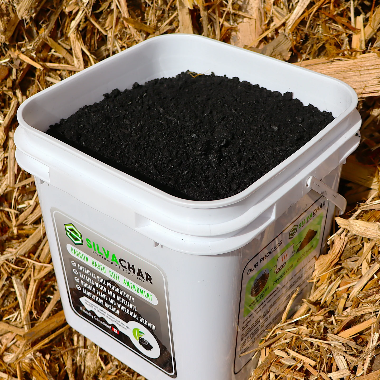 Silvachar Biochar in a bucket